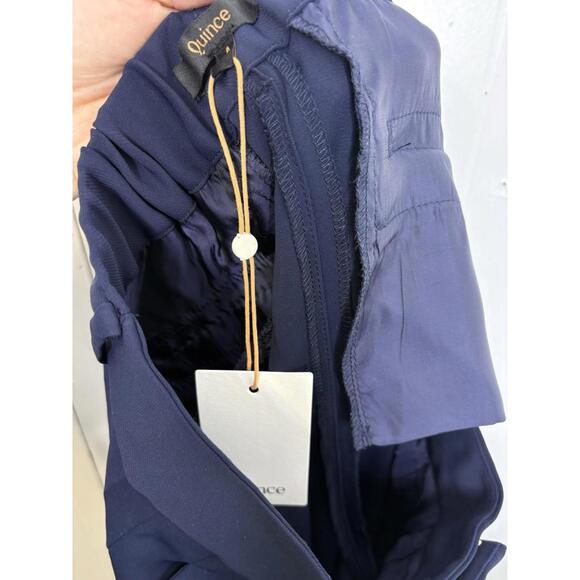 Quince Pants Womens 4 Stretch Crepe Wide Leg Pleated Navy Corpcore Career - Picture 10 of 10